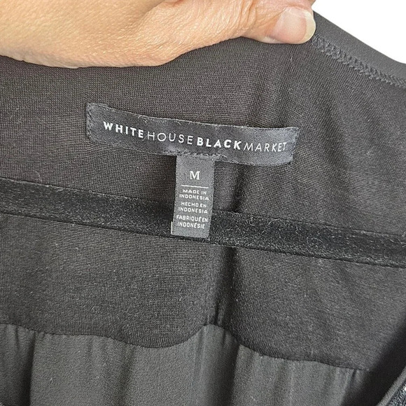 White House Black Market Long Sleeve V Neck Striped Sweater Lace Size Medium - Picture 8 of 12